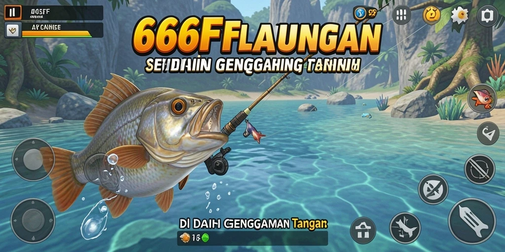 Screenshot menampilkan pemain menangkap ikan besar dalam game fishing.