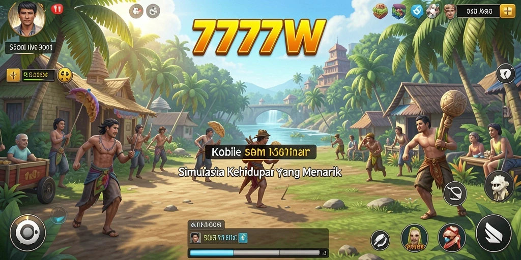 Screenshot gameplay 7777W yang menunjukkan interaksi karakter.