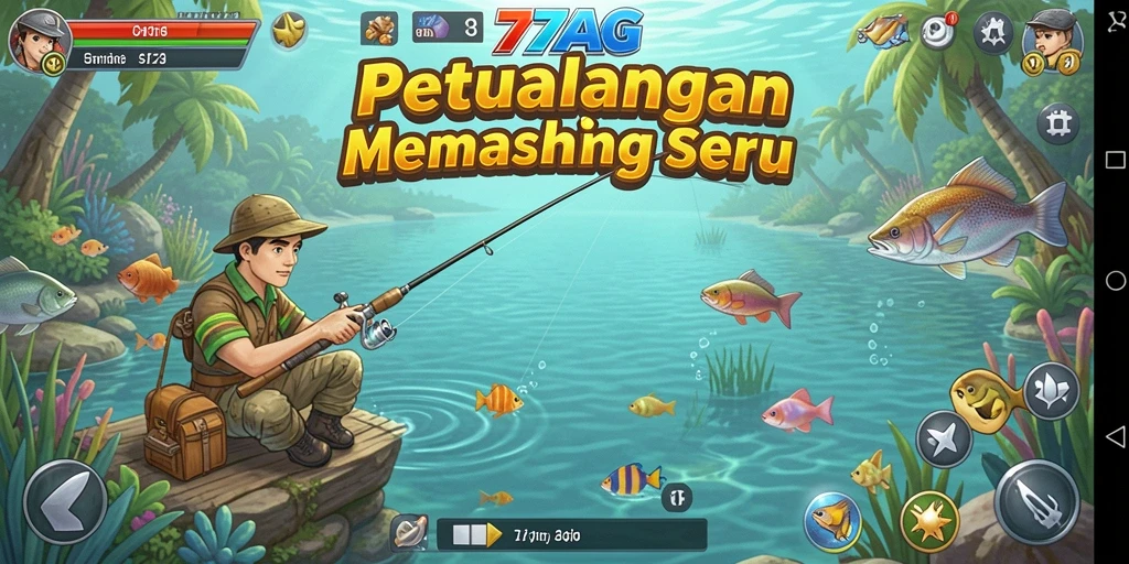 Screenshot gameplay 77AG menampilkan aksi memancing yang mendebarkan.