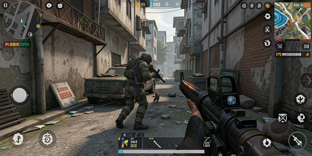 Tampilan gameplay TPS yang mendebarkan di HIBIKIWIN.