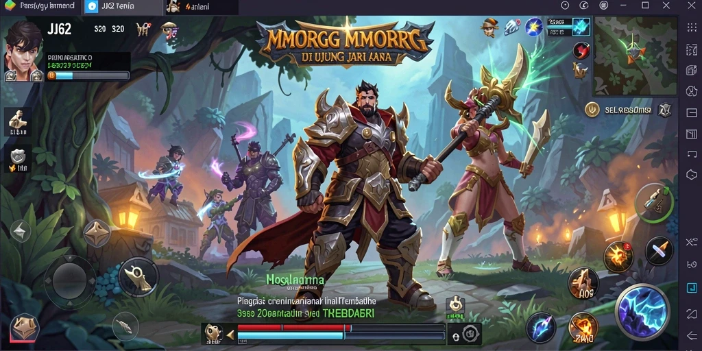 Tampilan layar bermain <strong>JJ62</strong> dengan pertarungan seru di dunia MMORPG.