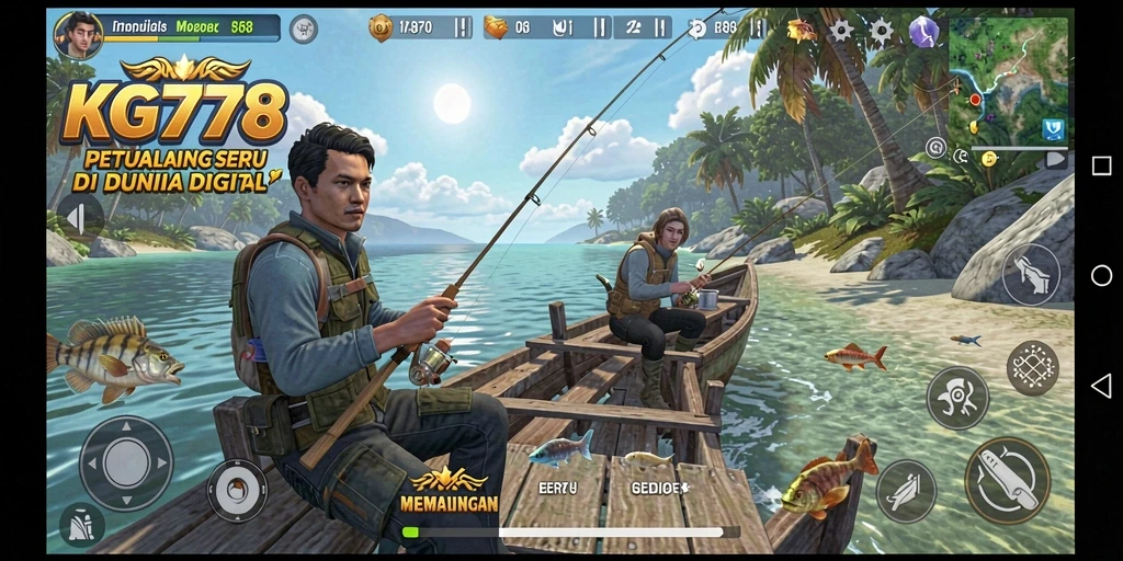 Gameplay memancing yang memukau di KG778 menunjukkan aksi menangkap ikan.
