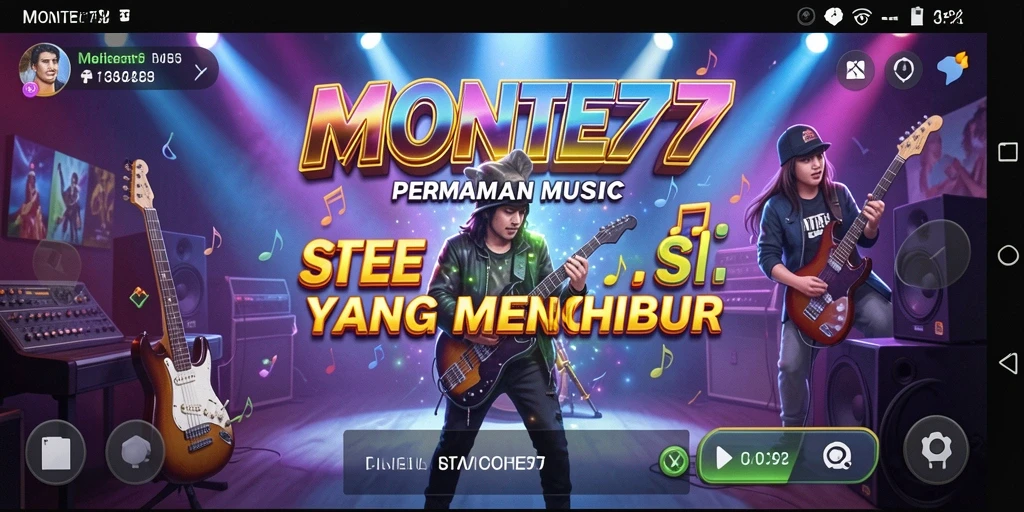 Tampilan gameplay menarik dari game musik MONTE77 yang penuh semangat.