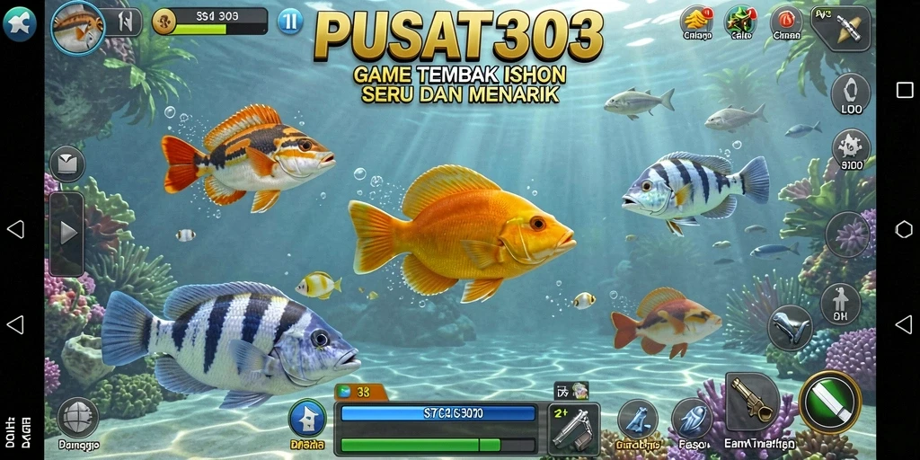 Screenshot gameplay PUSAT303 menampilkan aksi menembak ikan yang seru.