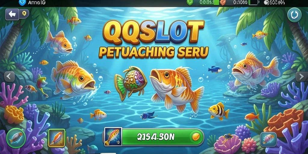 Screenshot utama QQSLOT menampilkan gameplay memancing yang seru.