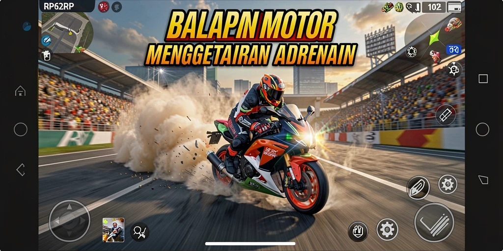 Gameplay seru motor balapan di RP62RP dengan grafik menakjubkan.