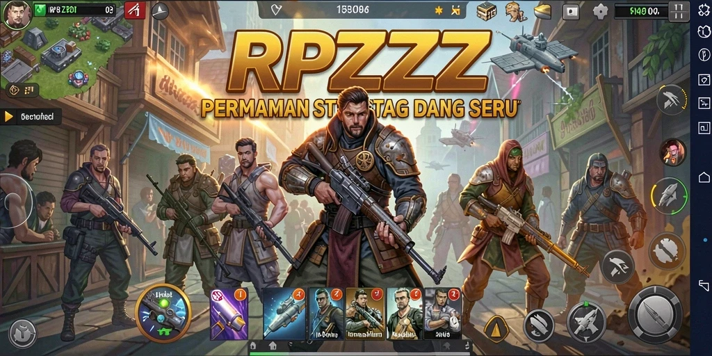 Screenshot menunjukkan pertempuran strategi intens di RPZZZ.