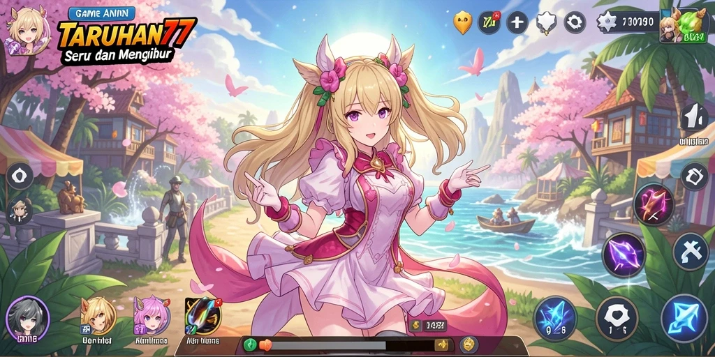 Tampilan gameplay TARUHAN77 dengan karakter Anime yang menarik.