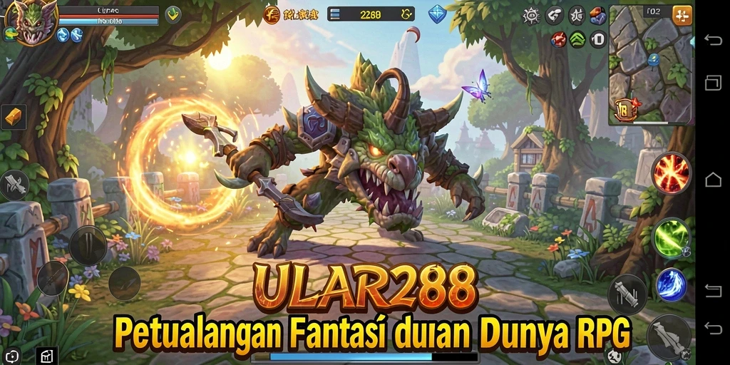 Screenshot gameplay ULAR288 menampilkan pertarungan seru dan karakter fantastis.