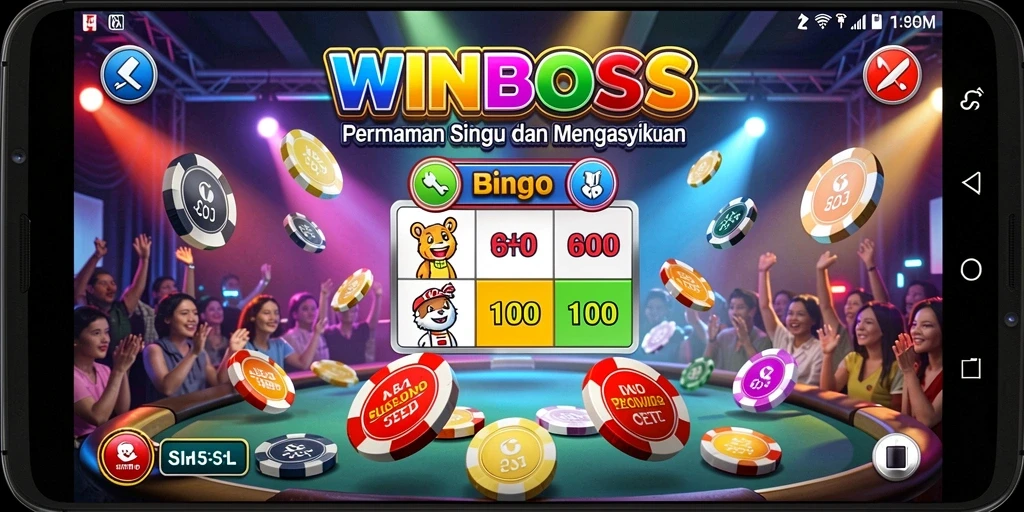 Screenshot gameplay WINBOSS menampilkan keseruan bermain Bingo dengan teman.
